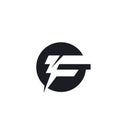 f letter flash thunder bolt icon vector illustration concept design template