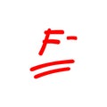 F- letter grade, Letter F minus, test score illustration - Vector