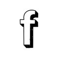 F letter hand-drawn symbol. Vector illustration of a small English letter f. Hand-drawn black and white Roman alphabet