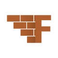 F letter Logo, brick wall logo design with place for your data.