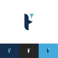 F Letter Logo Design with Blue, Sky Color. Cool Modern Icon Letters Logo Vector. Editable Vector