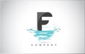 F Letter Logo Design with Water Splash Ripples Drops Reflection Royalty Free Stock Photo