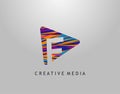 F Letter Logo. Play Media Concept Design Perfect for Cinema, Movie, Music,Video Streaming Icon or symbol