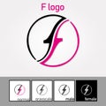 F Letter Logo. Purple Color. - Vector