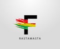 F Letter Logo With Splatter and Rasta Color. Letter F Reggae Royalty Free Stock Photo