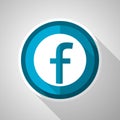 F letter logo symbol, flat design vector blue icon with long shadow Royalty Free Stock Photo