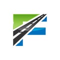 F letter road construction creative symbol layout