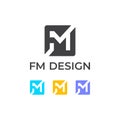 F M Modern Logo Design Bold Square concept illustration