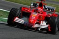 22 April 2005, San Marino Grand Prix of Formula One. Michael Schumacher drive Ferrari F1 during Qualyfing session on Imola Circuit Royalty Free Stock Photo