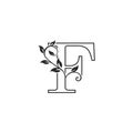 F Nature Floral initial letter logo icon. Monogram luxury floral leaves with letter logo icon for luxuries business identity