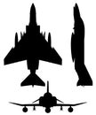 F-4 Phantom II Military Fighter Jet Aircraft Silhouette Vector Illustration Royalty Free Stock Photo