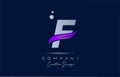 F purple alphabet letter logo icon with pink swoosh. Creative template for business and company