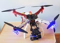 F450 Quadcopter quad copter drone propeller props gopro hero2 hero camera lights rotor Royalty Free Stock Photo