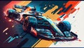 F1 racing abstract color illustration