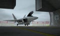 F 22 raptor , american military fighter plane. Militay base, hangar, bunker