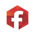 F red polygonal logo and icon