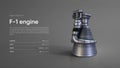 F-1 Rocket engine 3D illustration poster