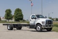 F-650 Super Duty Gas Straight Frame display at a dealership. Ford offers the F650 Straight Frame with a 7.3L V8 gas engine