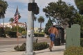 70F teperaptue in San diego male running in heat waves Royalty Free Stock Photo