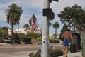 70F teperaptue in San diego male running in heat waves Royalty Free Stock Photo