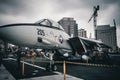 F14 Tomcat Fighter jet, USS Midway Aircraft Carrier in San Diego, CA Royalty Free Stock Photo