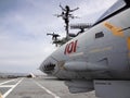 F-14A Tomcat - Supersonic, twin-engine, variable sweep wing, strike fighter on the deck of the legendary WWII USS Hornet aircraft Royalty Free Stock Photo