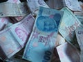 F Turkish money paper notes.
