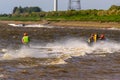 F1, F2, F3 water ski at Hanseatic Festival of Watersports, Kings Lynn Quay, River Great Ouse, Norfolk, UK 27 May 2023 Royalty Free Stock Photo