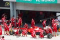 F1 driver Fernando Alonso does a trial pit