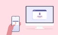 2fa authentication. Vector web banner with verification code Royalty Free Stock Photo