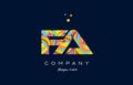 fa f a colorful alphabet letter logo icon template vector