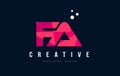 FA F A Letter Logo with Purple Low Poly Pink Triangles Concept