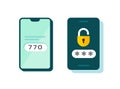 2fa icon vector password secure login authentication verification flat cartoon or sms push code messages symbol on Royalty Free Stock Photo