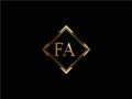 FA Initial diamond shape Gold color later Logo Design