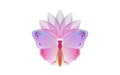 Lotus flower and butterfly logo Slogan with colorful Butterfly colorful flower template. Vector Design for Fashion, Poster