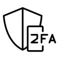 2fa shield icon outline vector. Code login