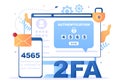 2FA Two Steps Authentication Password Secure Notice Login Verification or SMS with Code a Smartphone for Website in Flat Vector