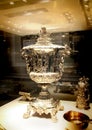 Silver goblet with a lion in the Faberge Museum.