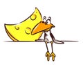 Fable crow and cheese cartoon illustration