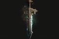 fabled sword of legends, which has been passed down through generations of heroes and holds immense power. AI generation