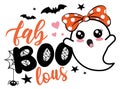 Faboolous Halloween vector illustration with cute ghost, hearts, spider and bats. Royalty Free Stock Photo