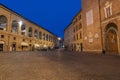 Fabriano, Marches, Italy: historic buildings by night