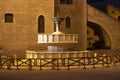 Fabriano, Marches, Italy: historic buildings by night