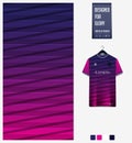 Violet gradient geometry abstract background. Fabric pattern for soccer jersey, football kit, sport uniform. T-Shirt mockup. Royalty Free Stock Photo