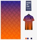 Blue Orange gradient geometry shape abstract background. Fabric textile pattern design for soccer jersey, football kit, racing. Royalty Free Stock Photo