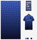 Blue gradient geometry shape abstract background. Fabric textile pattern design for soccer jersey, football kit, racing. Royalty Free Stock Photo