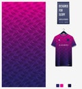 Fabric pattern design. Geometry pattern on violet background for soccer jersey, football kit, bicycle, basketball, sports uniform. Royalty Free Stock Photo