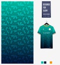 Fabric pattern design. Geometric pattern green gradient background for soccer jersey, football kit, bicycle, basketball. Vector