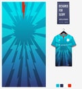 Soccer jersey pattern design.  Abstract pattern on blue background for soccer kit, football kit or sports uniform. T-shirt mockup. Royalty Free Stock Photo