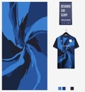Soccer jersey pattern design. Swirl pattern on blue background. Royalty Free Stock Photo